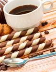 Relaxing Coffee Cookies Represents Decaf Delicious And Barista Stock Photo