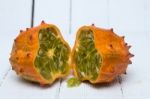 Horned Melon Fruit Stock Photo