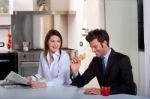 Couple Having Breakfast Stock Photo