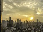 Bangkok Downtown City High Rise View With Sunset Behind Cloud In Stock Photo