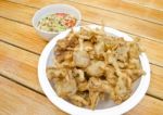 Fried Sajor-caju Mushroom With Spicy Sauce Stock Photo