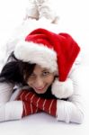 Young Lady Wearing Santa Hat Stock Photo