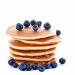 Stack Of Pancakes With Fresh Blueberries Stock Photo