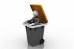 3d Person For Something In A Bin Stock Photo