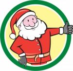 Santa Claus Father Christmas Thumbs Up Circle Cartoon Stock Photo