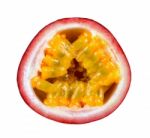 Half Passion Fruit Isolated On White Background Stock Photo