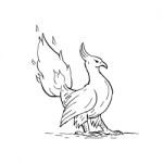 Phoenix Burning Tail Drawing Stock Photo