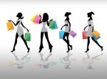 Women Shopping Indicates Retail Sales And Adult Stock Photo