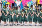 Student 11-12 Years Old, Scout Assembly, Teepangkorn Scout Camp In Samut Sakhon Thailand Stock Photo