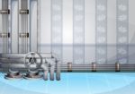 Cartoon  Illustration Water Pipe Wall With Separated Layers Stock Photo