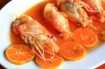 Shrimps In Tomato Sauce Stock Photo