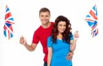 Young Couple Holding UK Flag Stock Photo