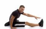 Man doing Stretching exercise Stock Photo