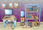 Cartoon  Illustration Interior Office Room With Separated Layers Stock Photo