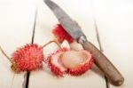 Fresh Rambutan Fruits Stock Photo