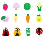 Variety Of Fruit And Insects Stock Photo