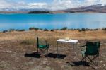 Picnic At Lake Tekapo Stock Photo