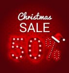 Christmas Sale 50 Percent  Retro Sign Stock Photo