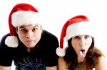 Funny Young Christmas Couple Stock Photo