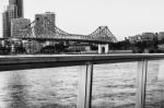 Story Bridge In Brisbane. Black And White Stock Photo