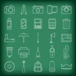 Camera And Accessories Icons Set  Illustration Stock Photo