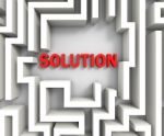 Solution In Maze Shows Puzzle Solved Stock Photo