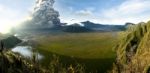 Mount Bromo Volcano During Sunrise, The Magnificent View Of Mt. Bromo Located In Bromo Tengger Semeru National Park, East Java, Indonesia Stock Photo