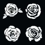 Black Silhouette Of Rose Set Stock Photo