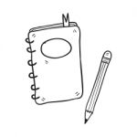 Notebook And Pencil Hand Drawn  Illustration Stock Photo