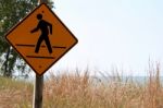 Pedestrian Crosswalk Street Sign In Fall Stock Photo