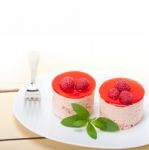 Fresh Raspberry Cake Mousse Dessert Stock Photo