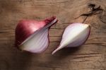 Shallots Still Life Wood Background Stock Photo