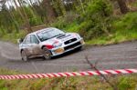 K. Barrett Driving Subaru Impreza Stock Photo