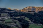 View Of The Dolomites From Villanders Stock Photo