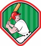 American Baseball Player Bat Diamond Cartoon Stock Photo