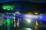 Colorful Bridge Or Wolyeonggyo Bridge At Night In Andong,korea Stock Photo