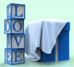 Love Giftbox Shows Dating Devotion And Greeting Stock Photo