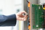 Fix Network Switch In Data Center Room Stock Photo