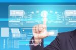 Businessman Holding Touch Screen Stock Photo