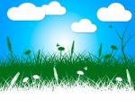 Landscape Nature Indicates Green Grass And Clothes-line Stock Photo