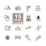 Camping Icon Set On White Background Stock Photo