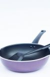 Non Stick Frying Pan On White Background Stock Photo