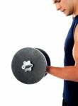 Athlete With Dumbbells Stock Photo