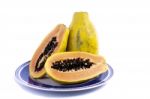 Papaya Fruit Sliced Stock Photo