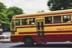 Bus That Says Super Fast Moving Fast Stock Photo