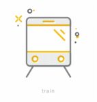 Thin Line Icons, Train Stock Photo