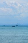 Summer Seascape With Blue Sea Sky And White Cloud Background Stock Photo