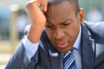 Stressful Businessman At Outdoors Stock Photo