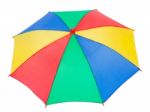 Colorful Umbrella, Isolated On White, Top View Stock Photo