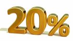 3d Gold 20 Twenty Percent Discount Sign Stock Photo